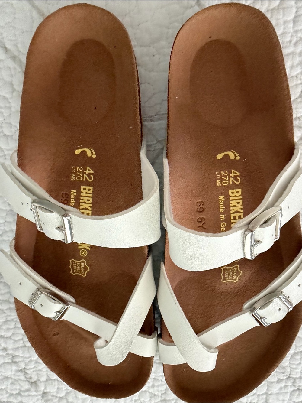 Birkenstock NEW White Mayari  Two-Buckle Toe-Loop Sandals,Size 42 Regular fit